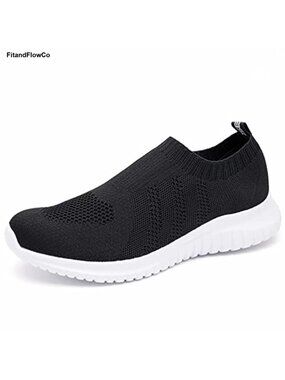 Memory Foam Slip On Walking Sneakers Lightweight Knit Sneakers